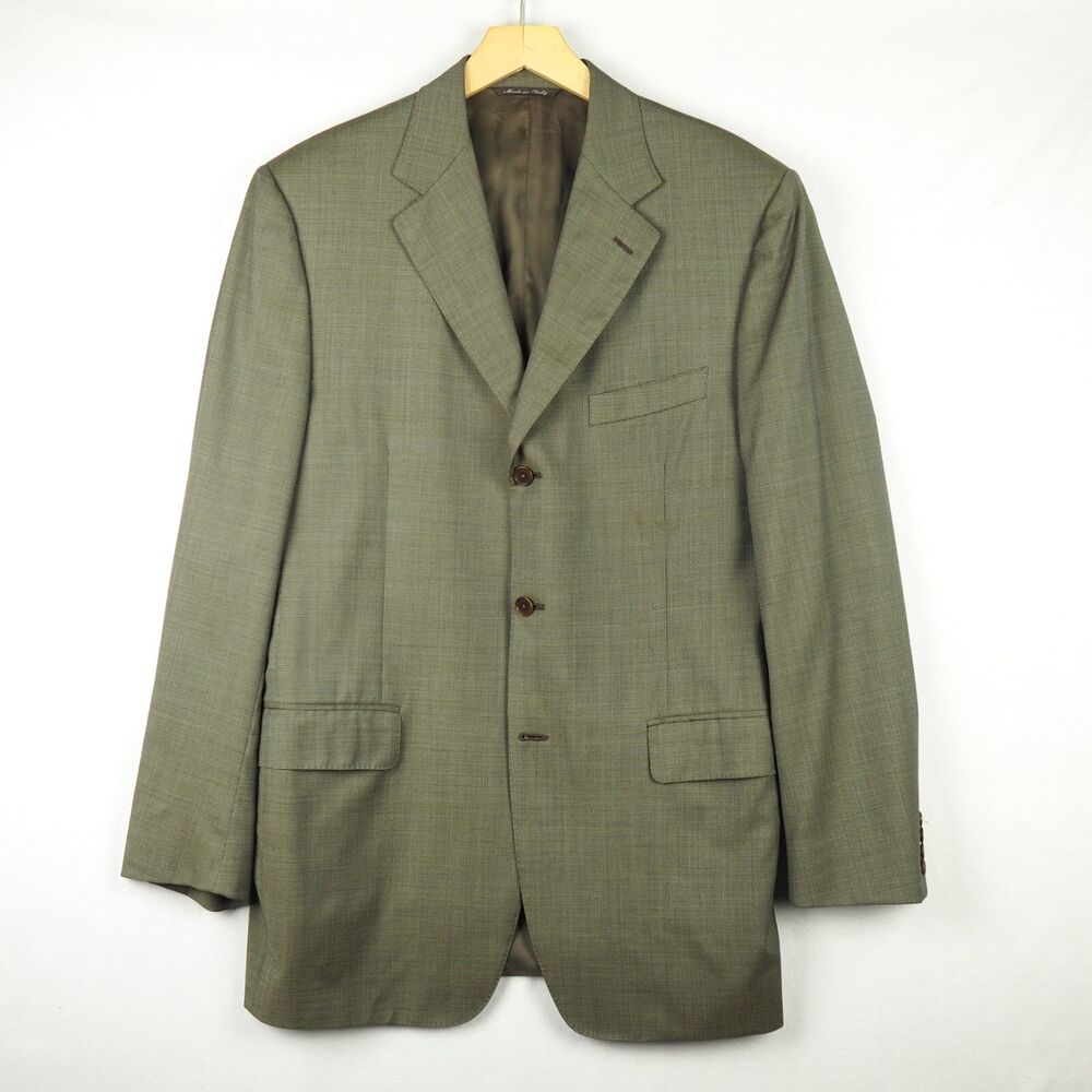 Canali Brown Sharkskin Three Button Sport Coat Mens 42L US 52L EU Made in Italy